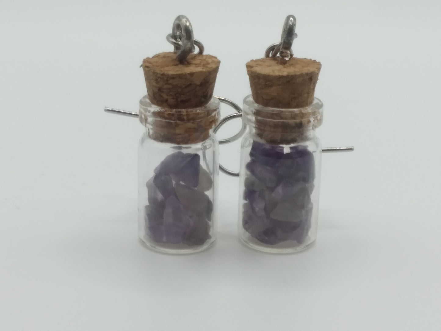 Amethyst chip bottle earrings
