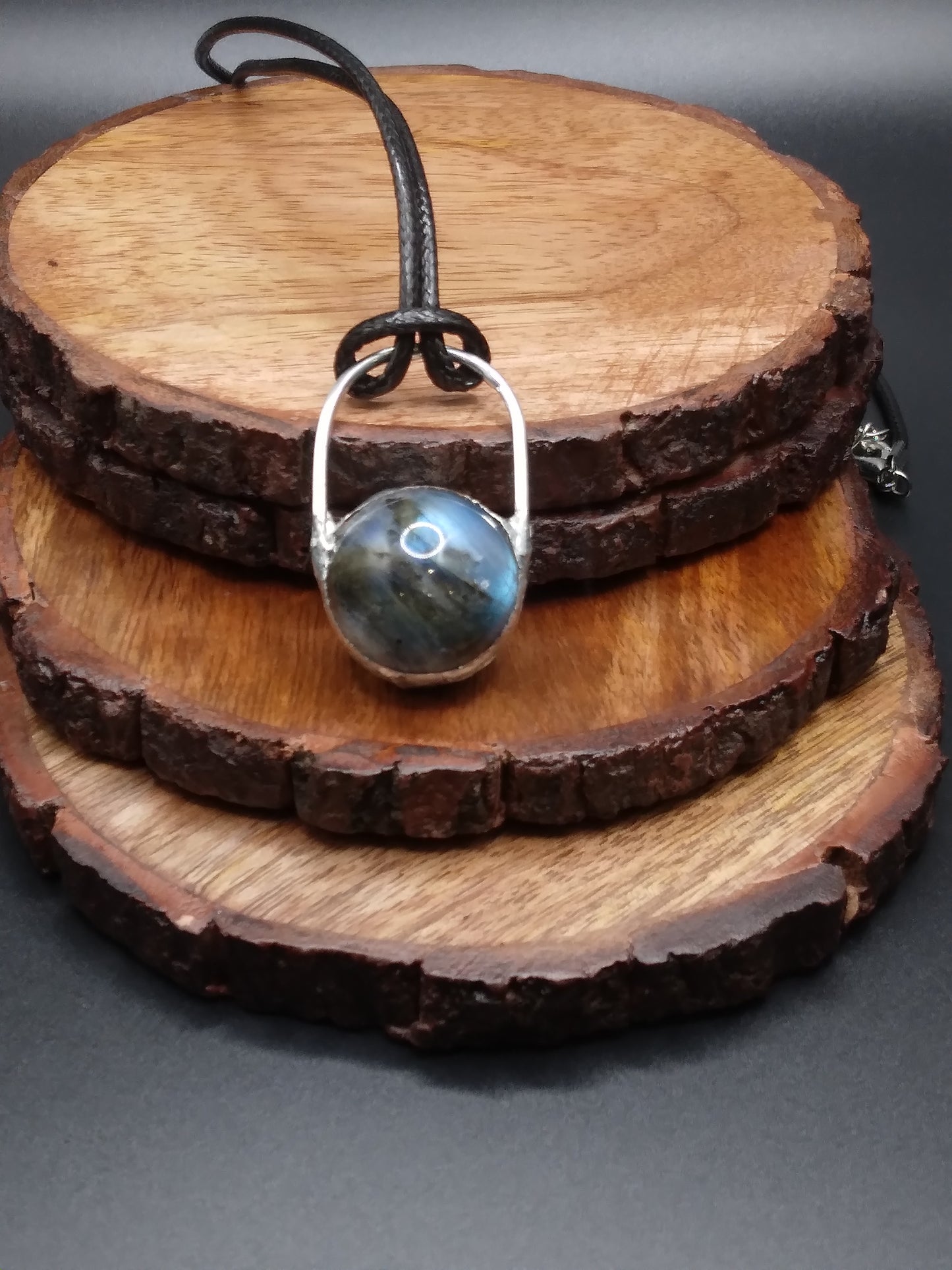 Labradorite flashy gemstone sphere shape pendant necklace