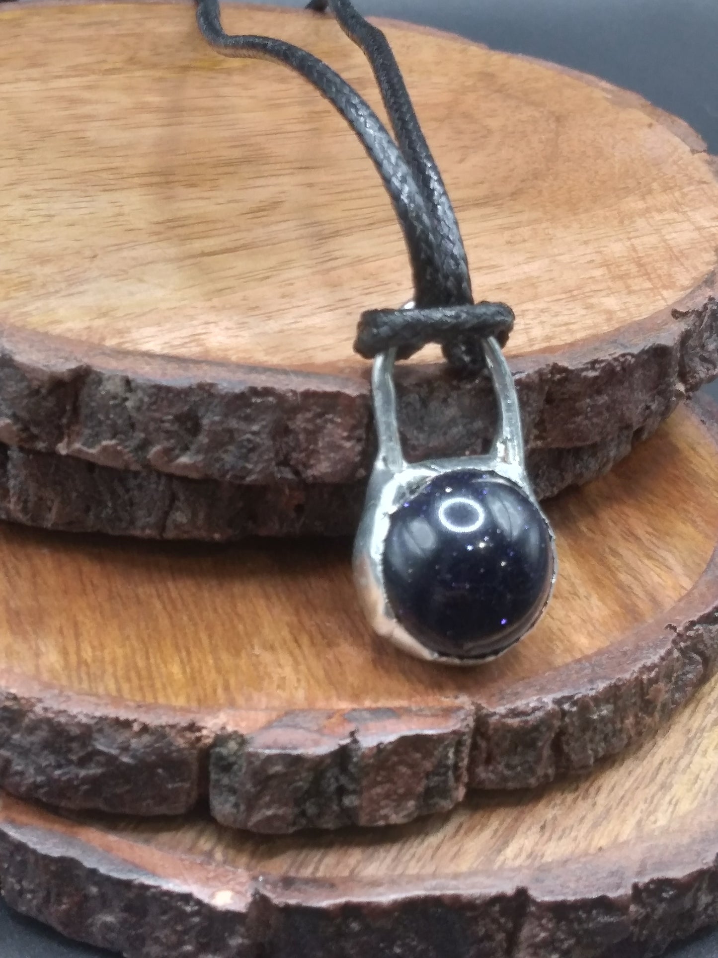 Blue Goldstone sphere necklace