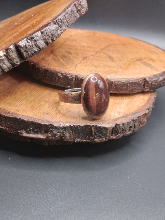 Red Tiger Eye Ring Adjustable from a size 6