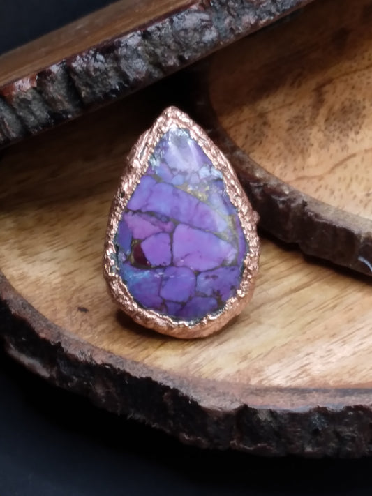 Copper purple, turquoise ring size 5