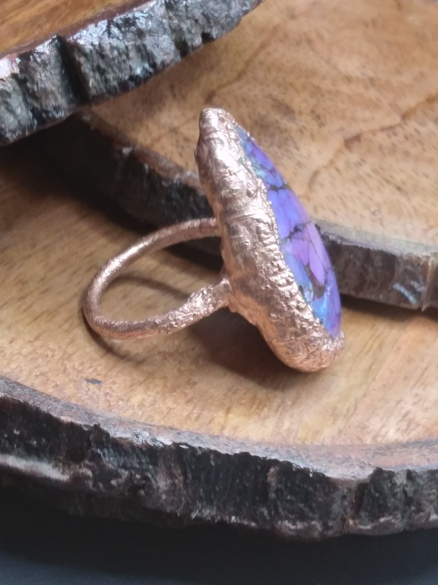 Copper purple, turquoise ring size 5