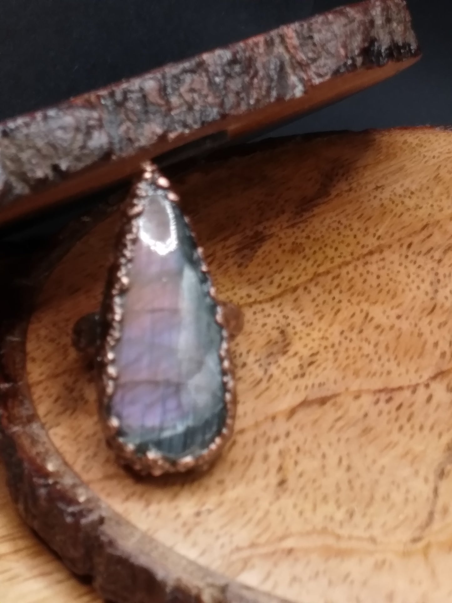 Labradorite purple flash ring size 4