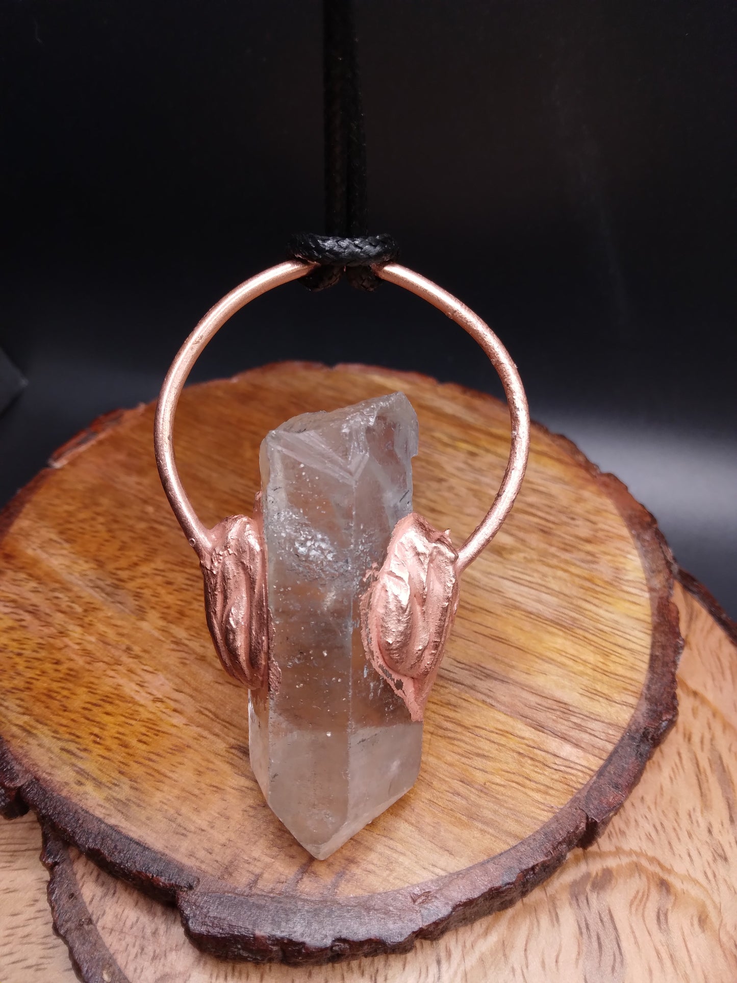 Clear Quartz Point copper pendant necklace