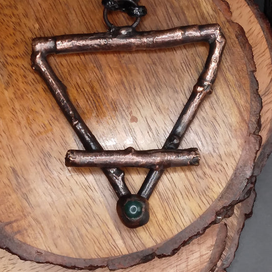 Alchemy symbol earth element with Aventurine gemstone pendant necklace