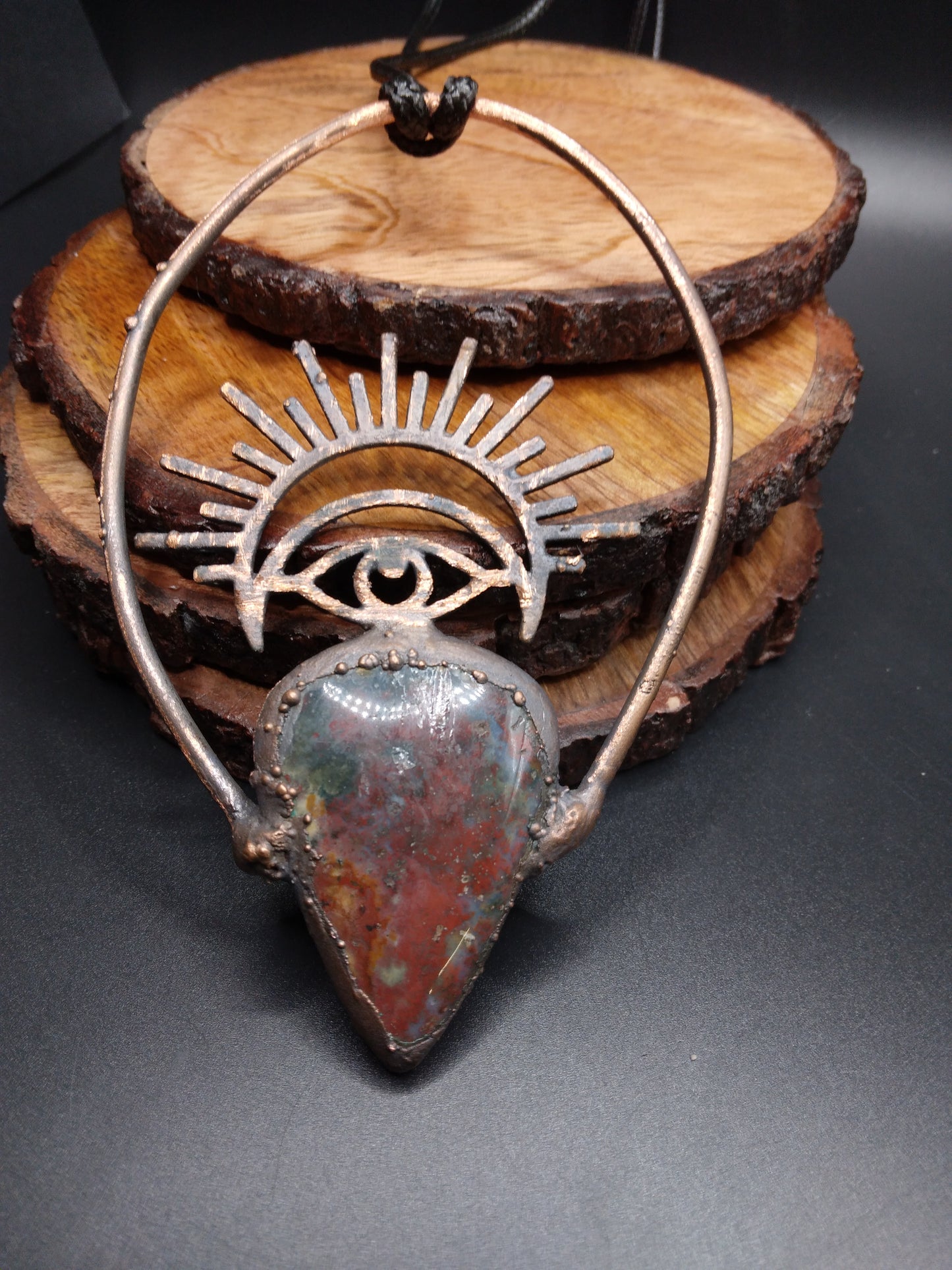 Bloodstone gemstone pendant necklace