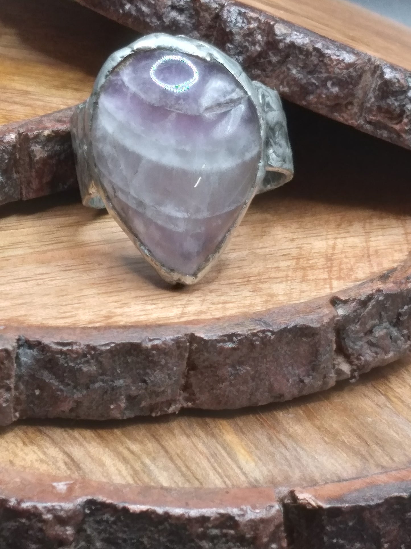 Amethyst Chevron adjustable ring