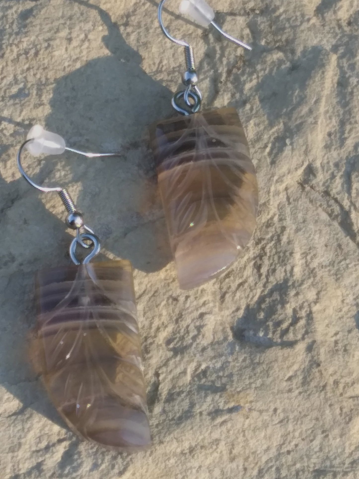 Fluorite carved earrings