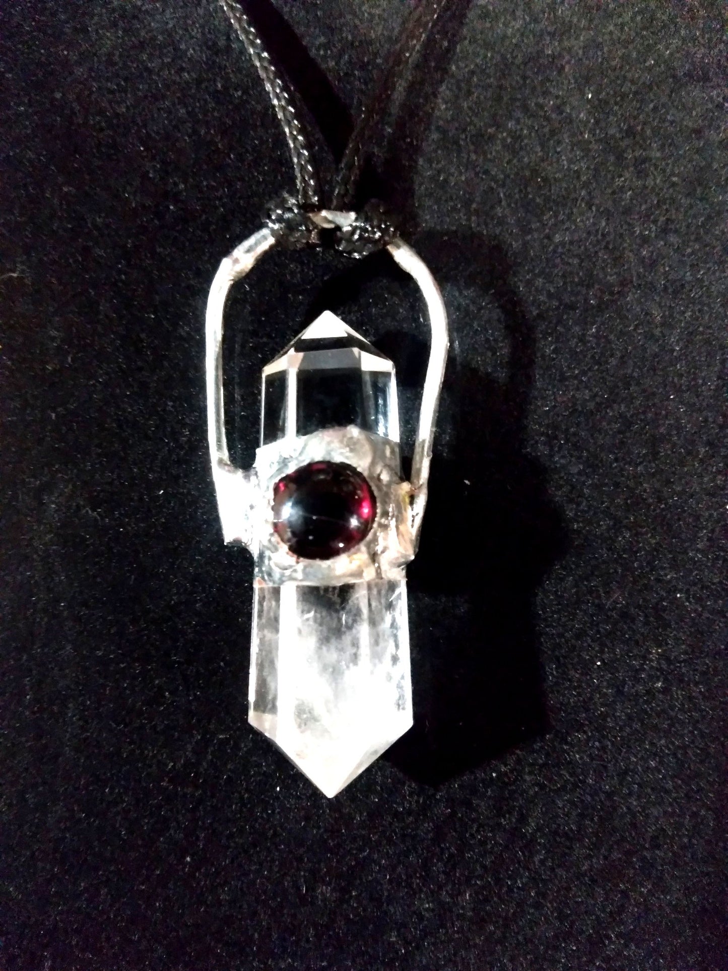 Crystal Quartz with Garnet necklace