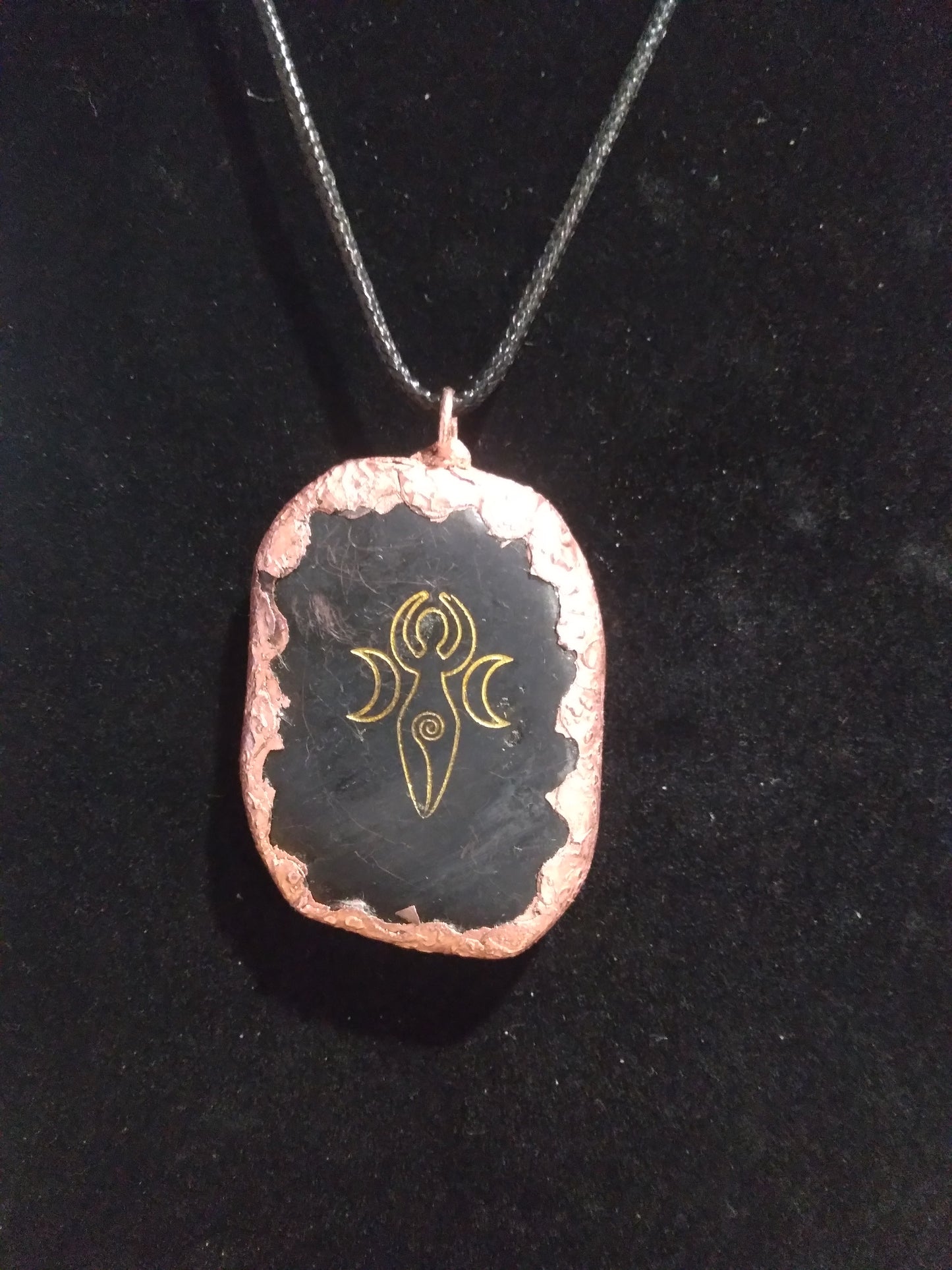 Shungite Stone engraved with Mood Goddess necklace.