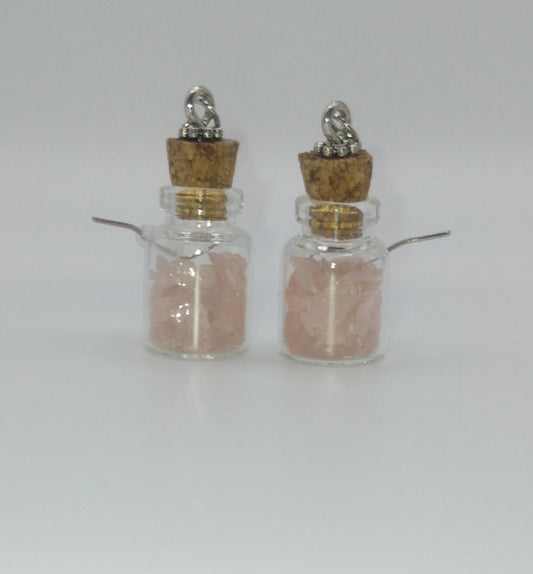 Rose Quartz bottle earrings