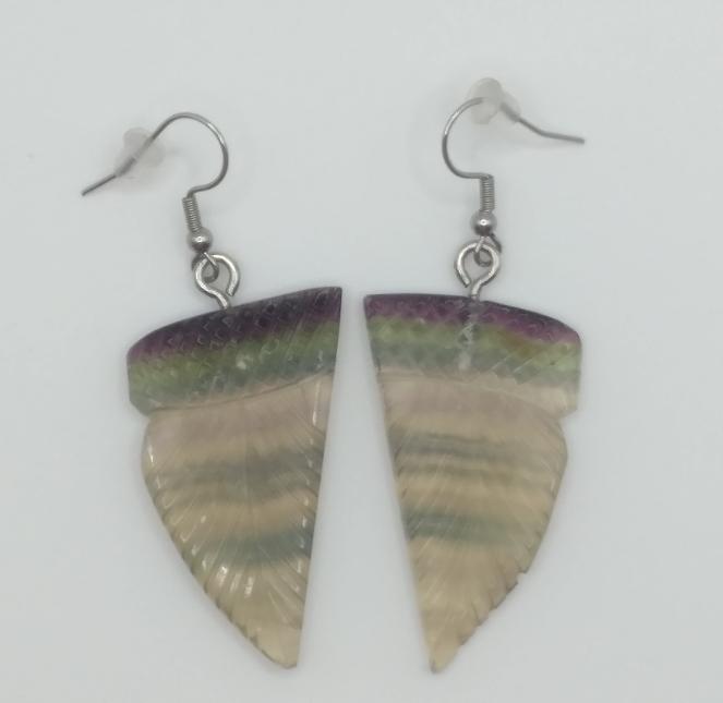 Fluorite carved earrings