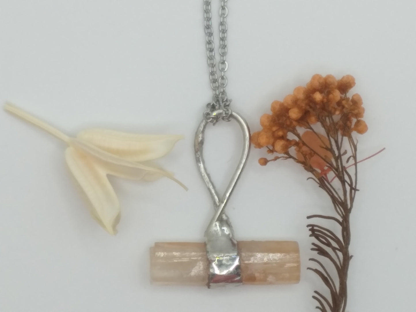 Peach Selenite necklace