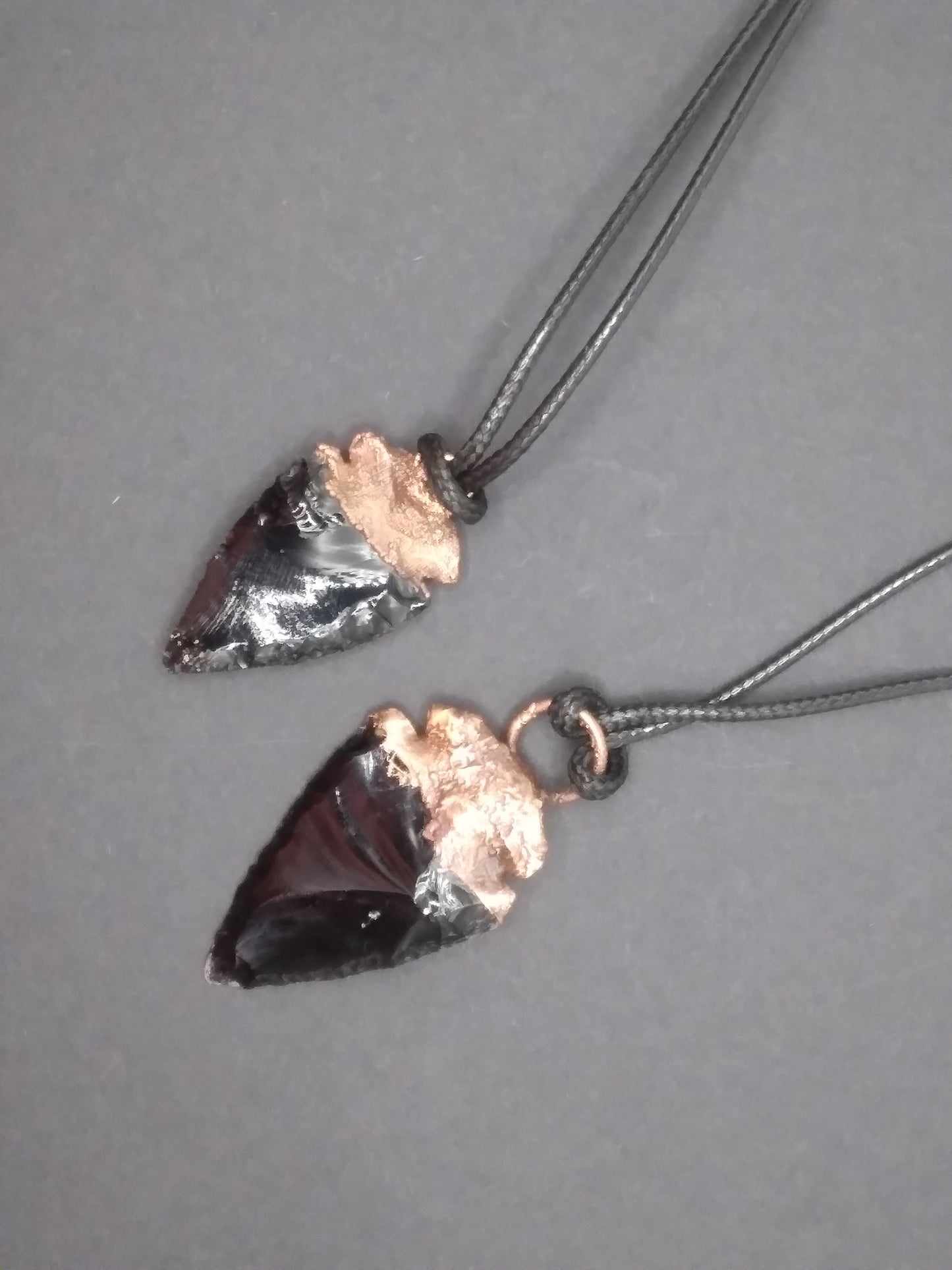 Obsidian arrowhead shape necklace