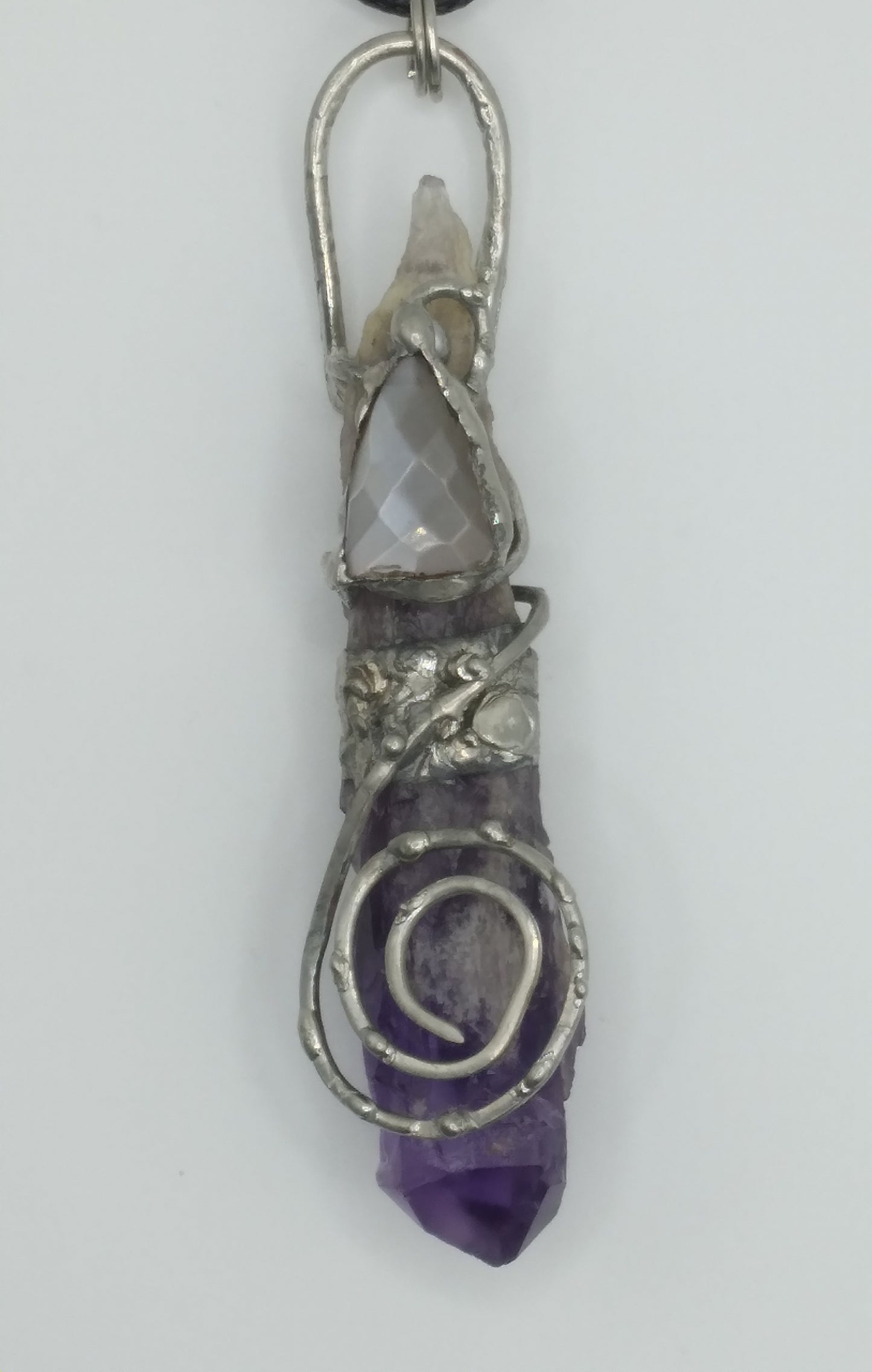 Amethyst and Cat's Eye pendant necklace