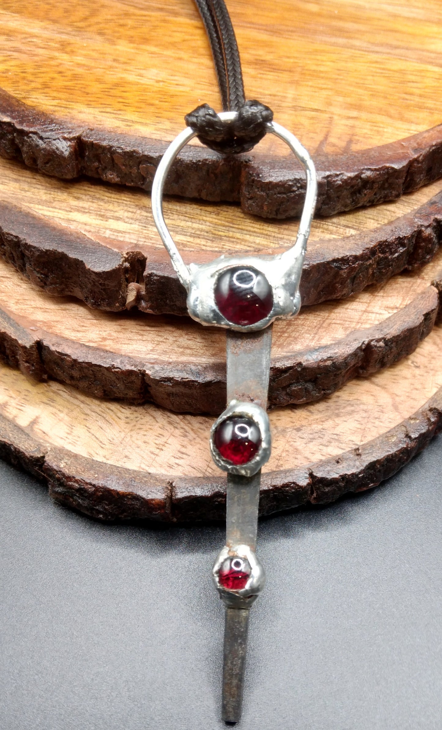 Coffin Nail and Garnet necklace