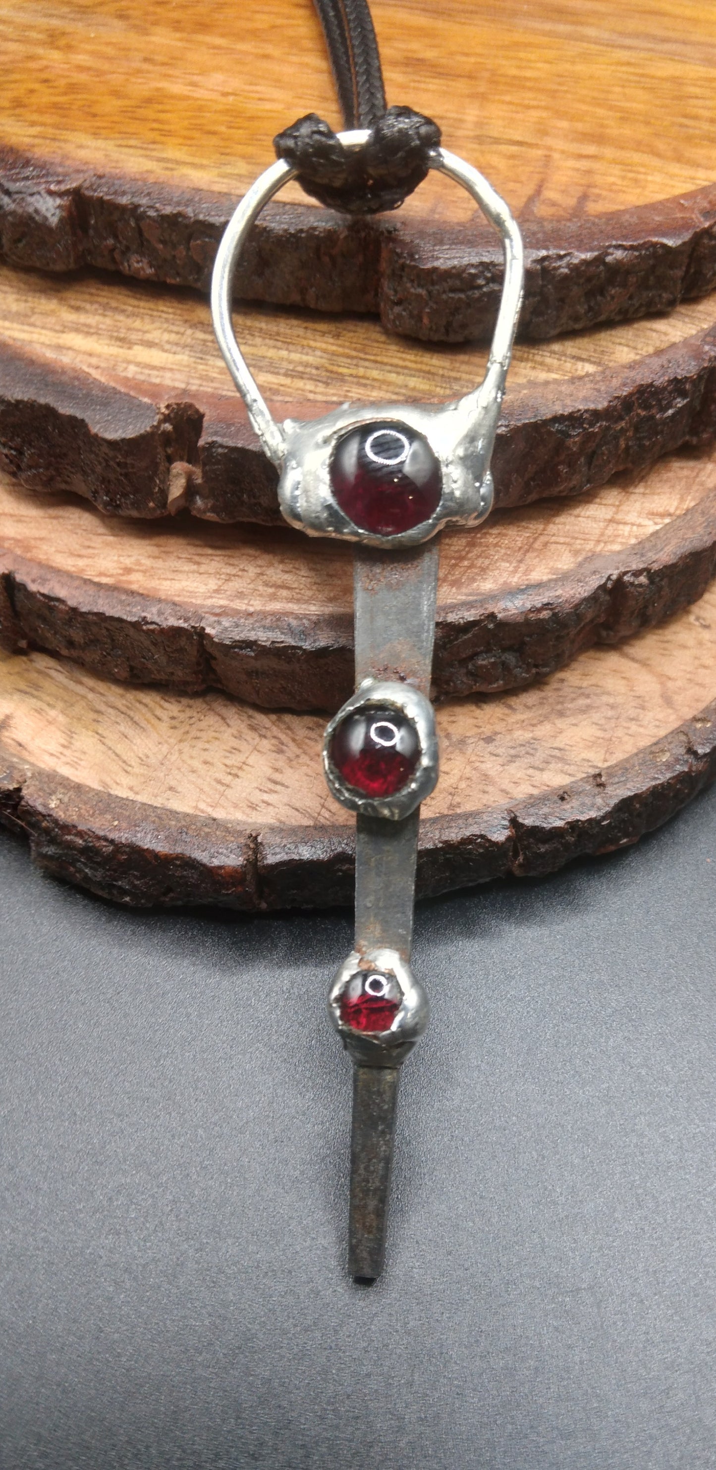 Coffin Nail and Garnet necklace