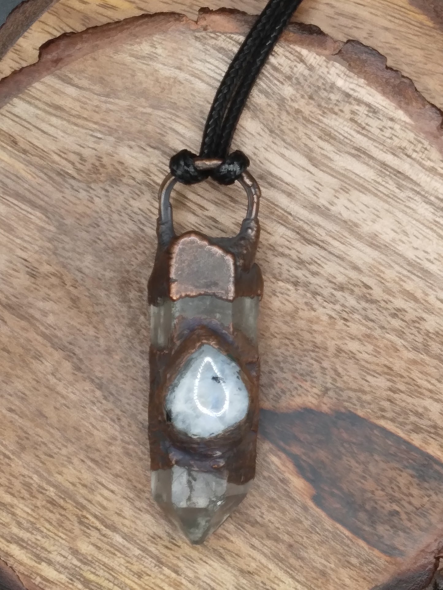 Crystal Quartz and Rainbow Moonstone necklace