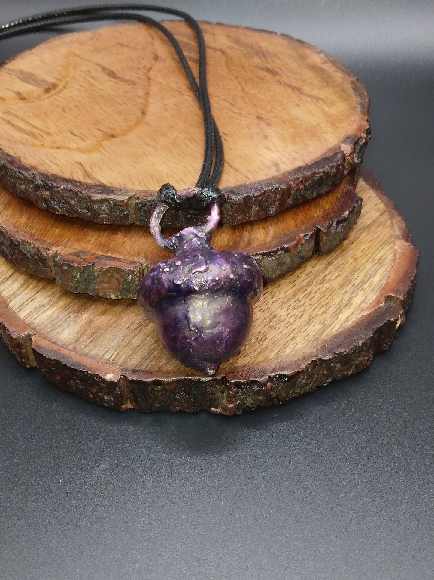 Real Acorn necklace purple