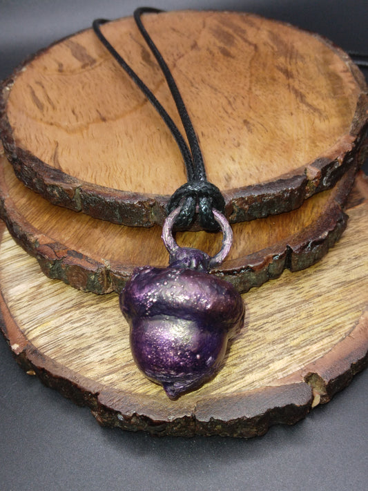 Real Acorn necklace purple