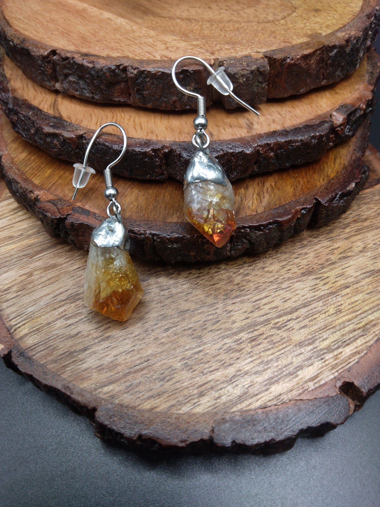 Citrine earrings raw citrine