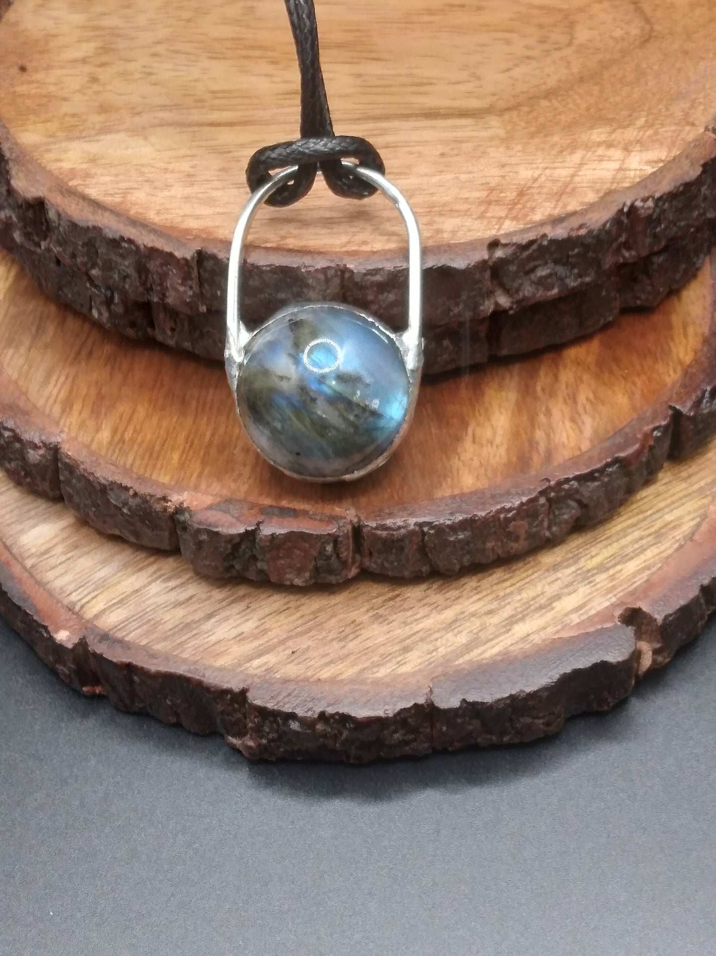 Labradorite flashy gemstone sphere shape pendant necklace