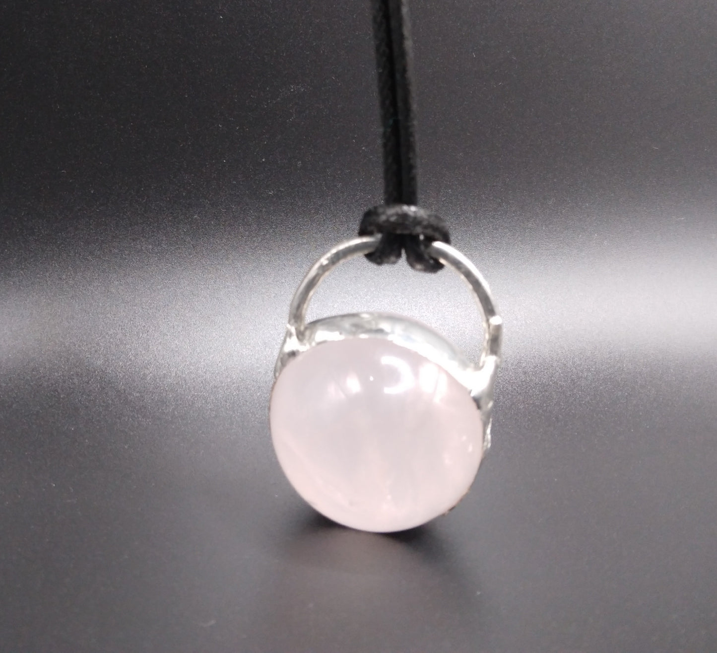 Rose Quartz large gemstone sphere pendant necklace