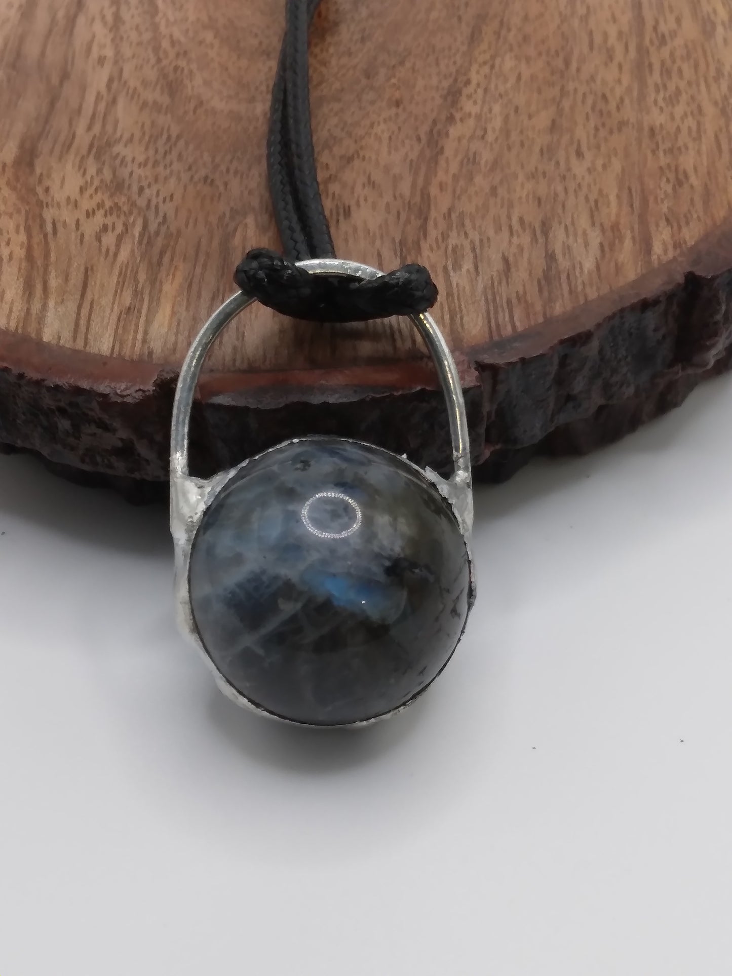 Labradorite sphere flashy pendant necklace.