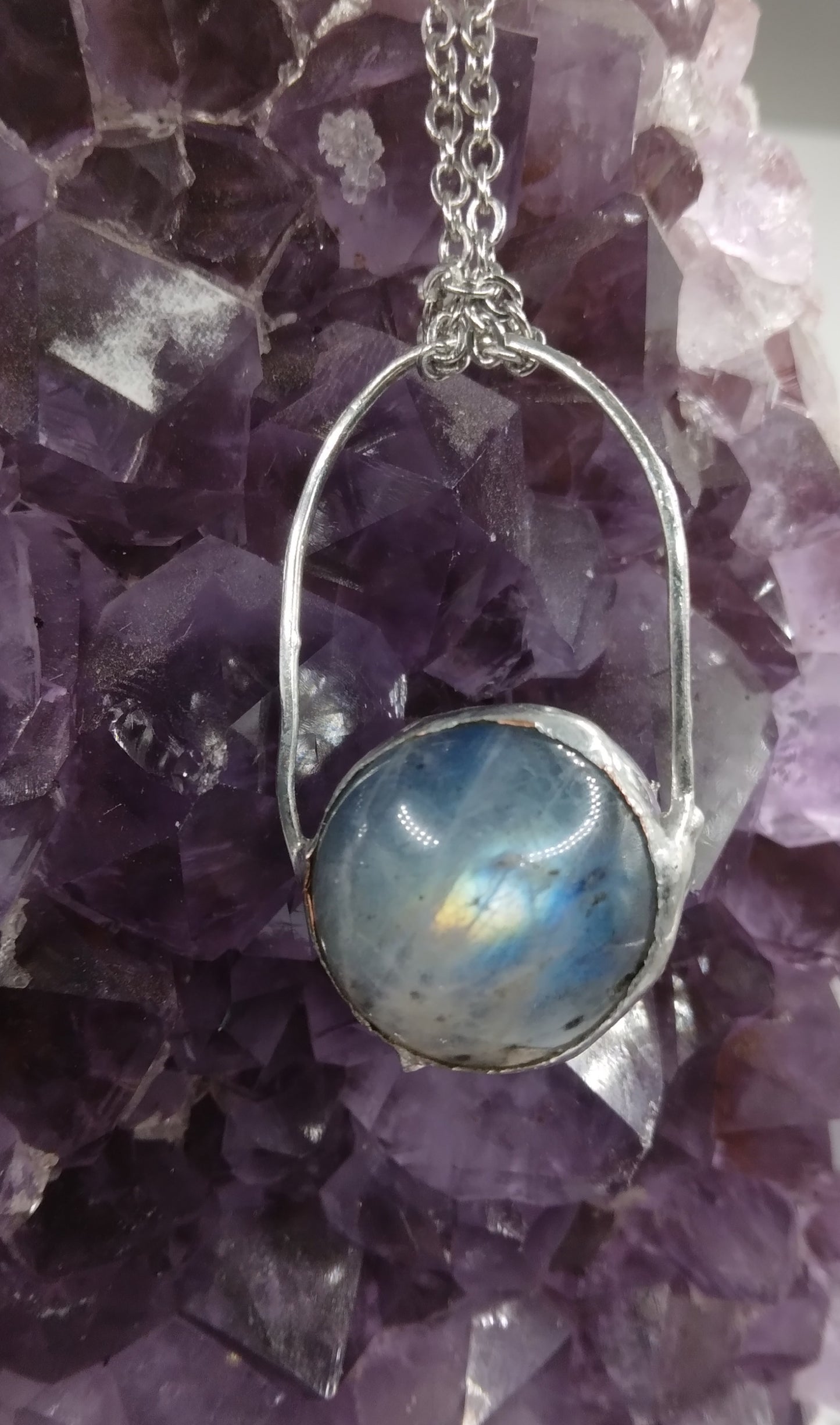 Labradorite flashy sphere pendant necklace