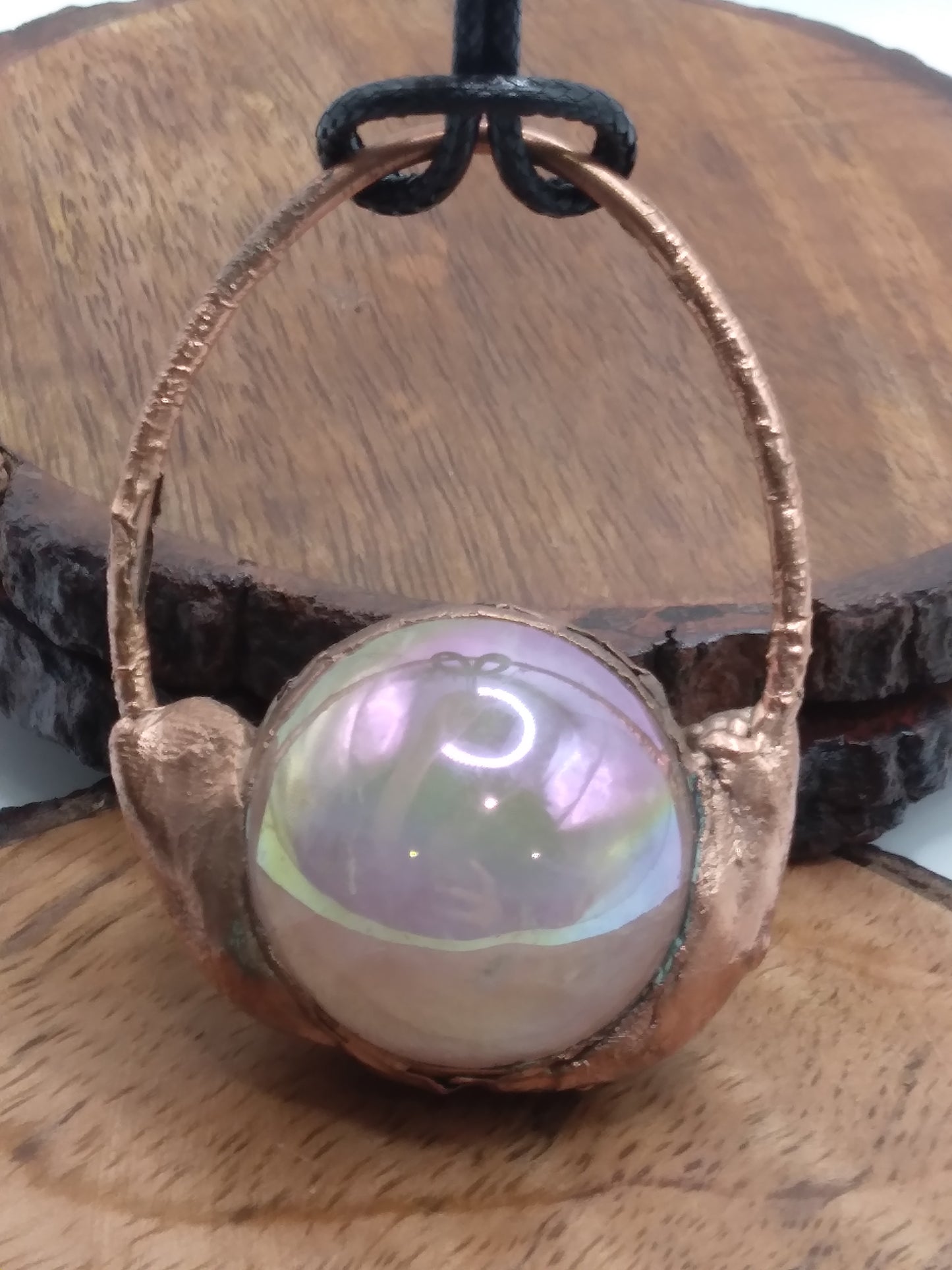 Large Angle Rose Quartz Sphere necklace