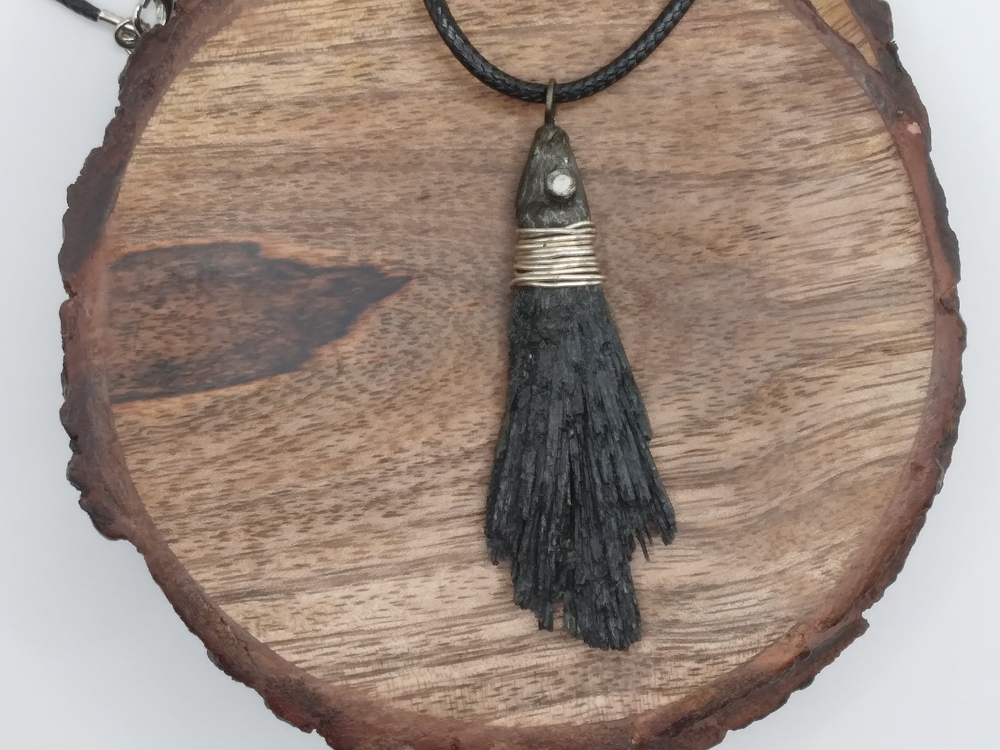 Black Kyanite broom necklace