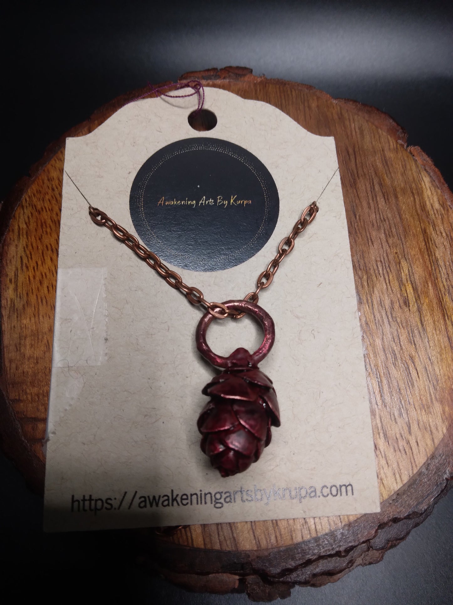 Real Pinecone Necklace Red