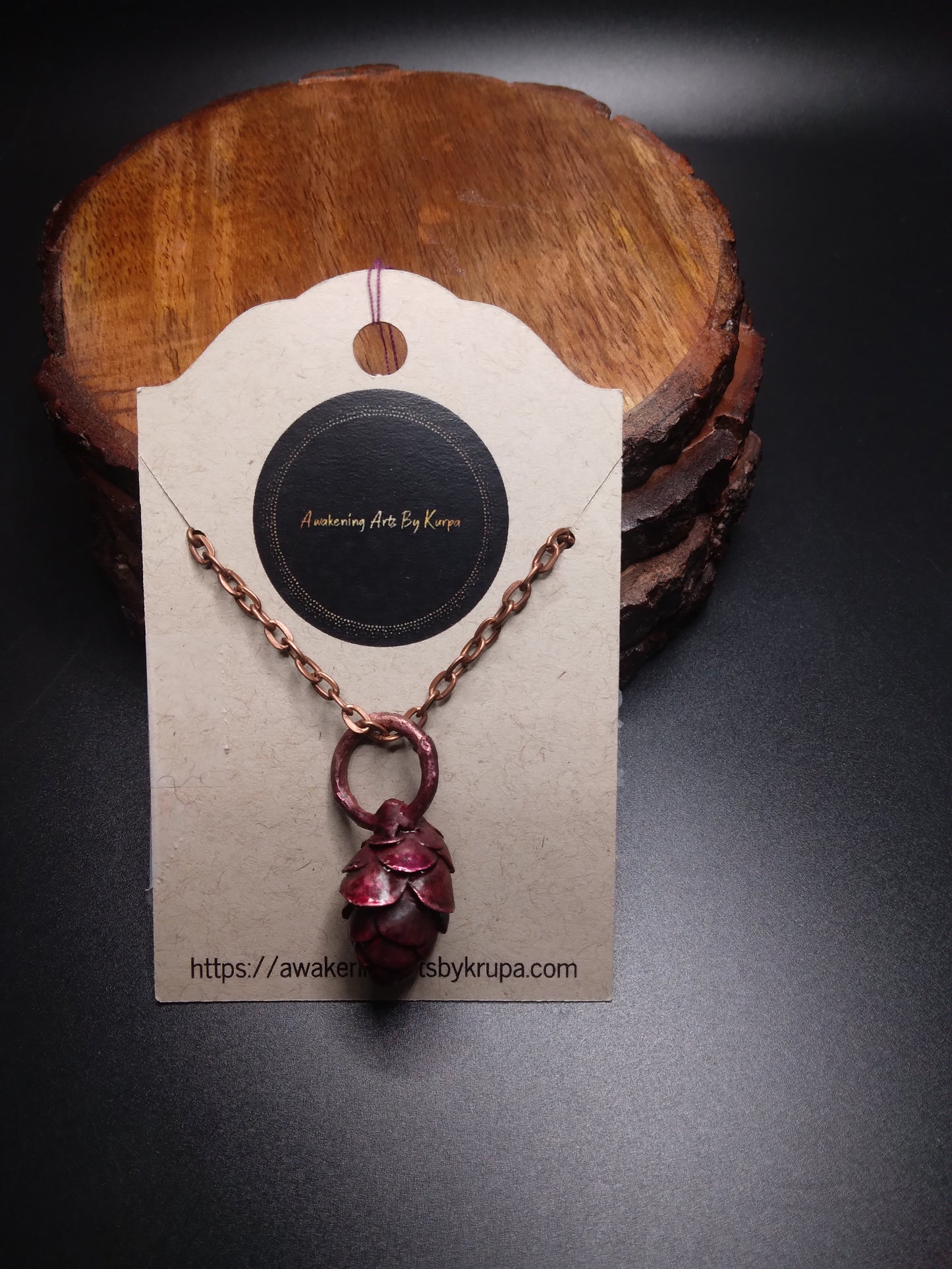 Real Pinecone Necklace Red