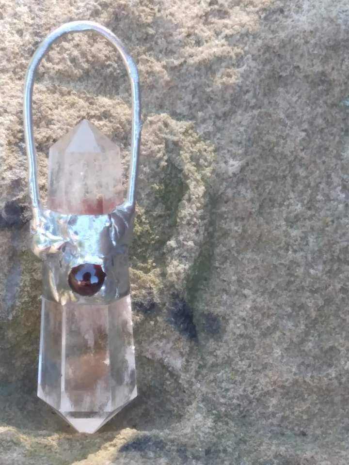 Crystal Quartz and Garnet necklace