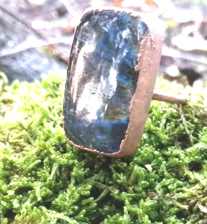 Labradorite flashy statement ring